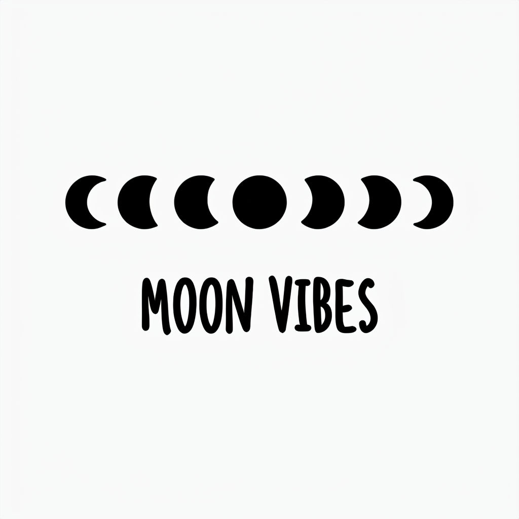 Minimalist Moon Phases Design with Playful 'Moon Vibes' Text Hat