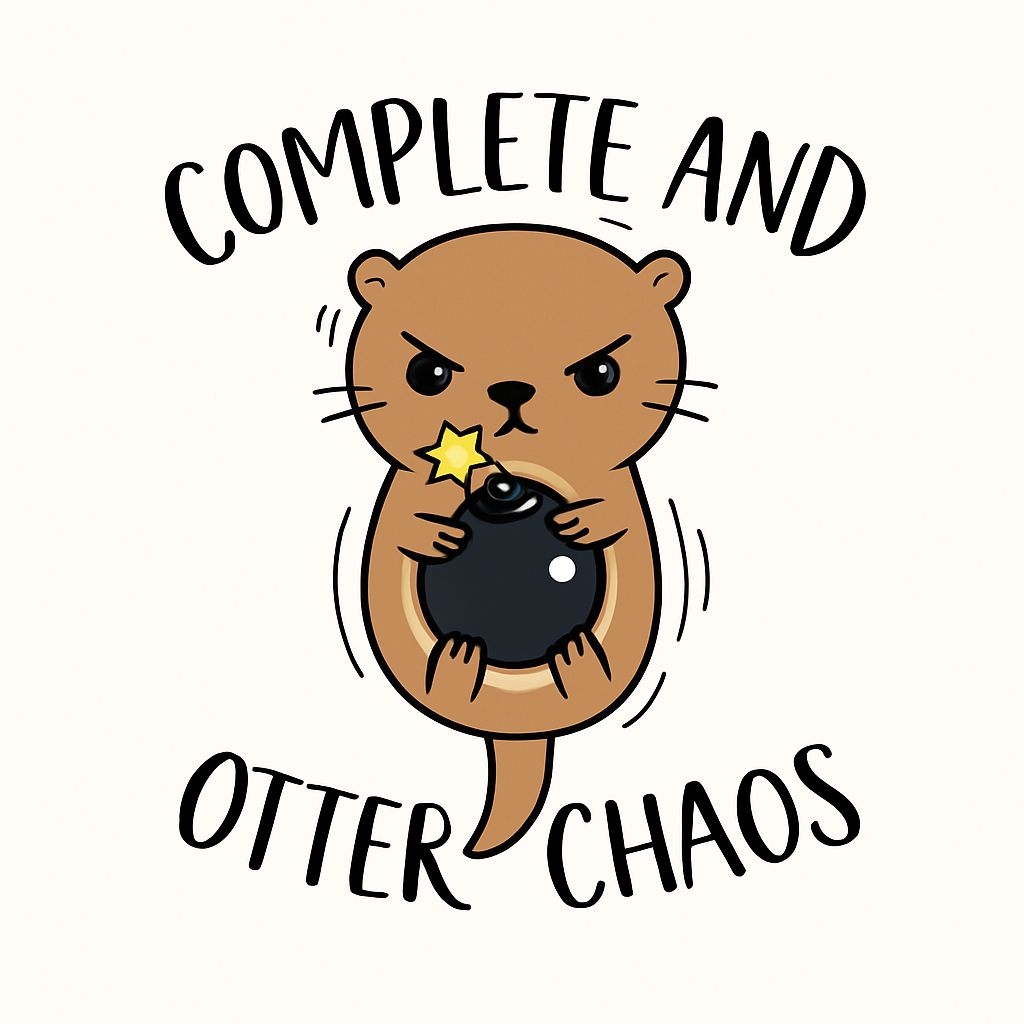 Mischievous Otter Holding a Bomb with Fun Text Sticker
