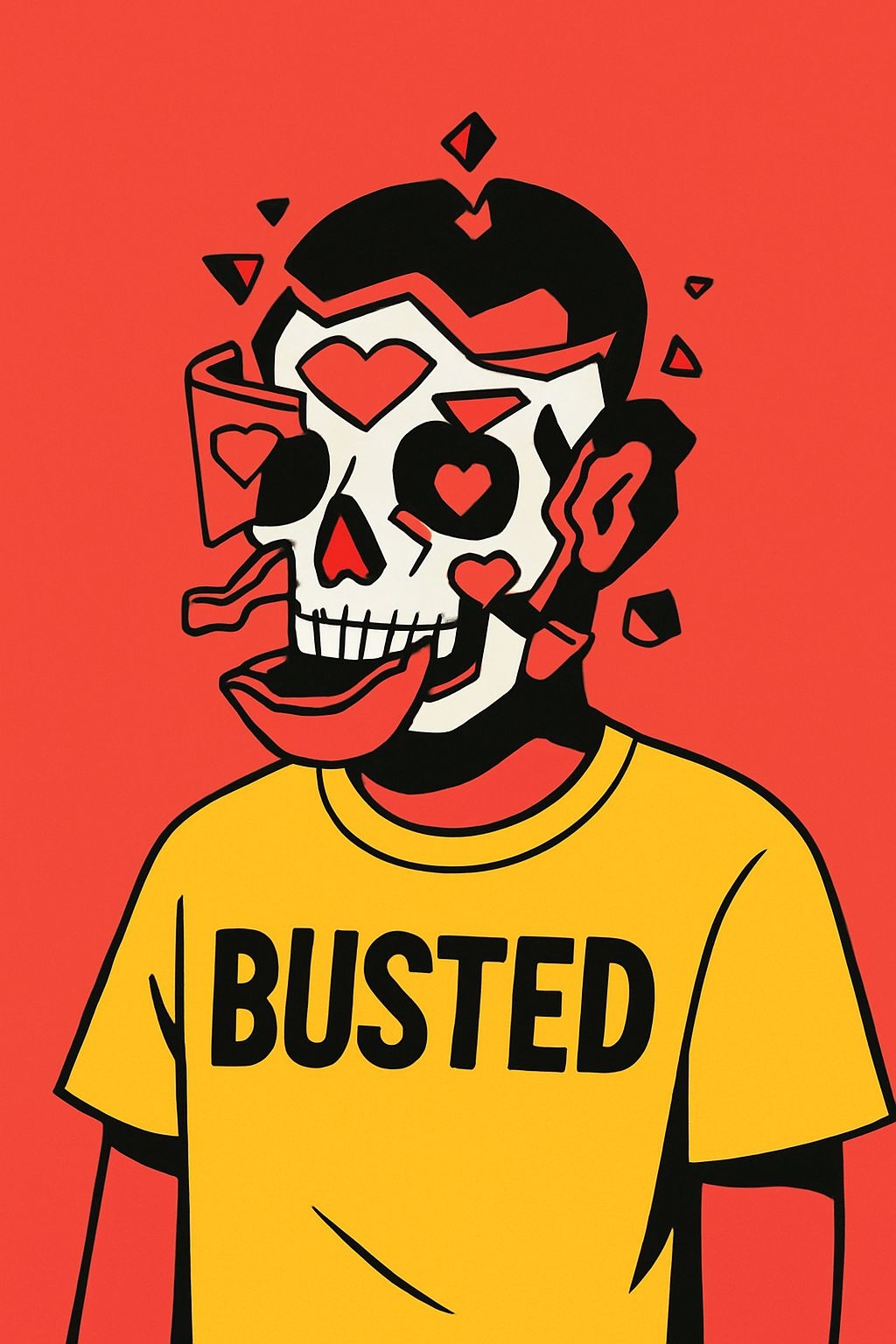 Vibrant Abstract Skull Face Pop Art Illustration Mobile Wallpaper
