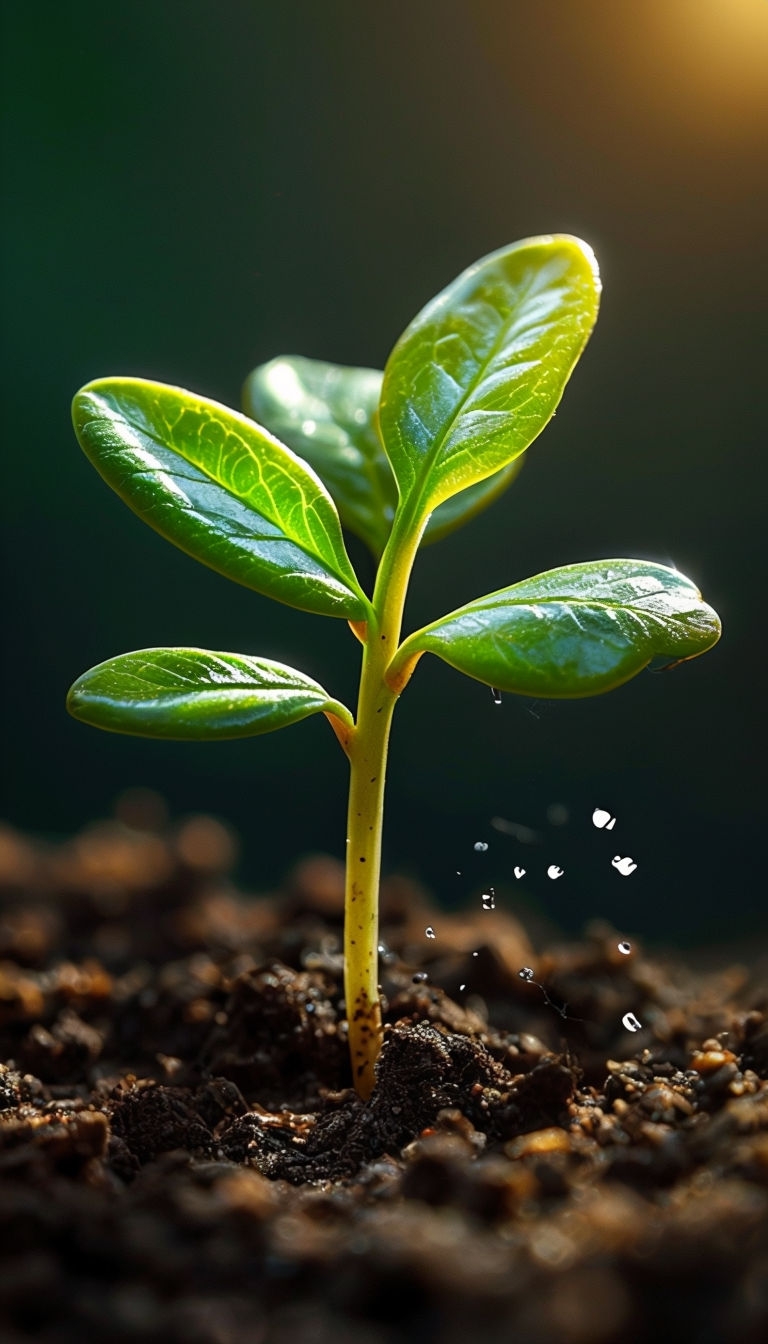 Vibrant Green Seedling Growing in Rich Soil Mobile Wallpaper