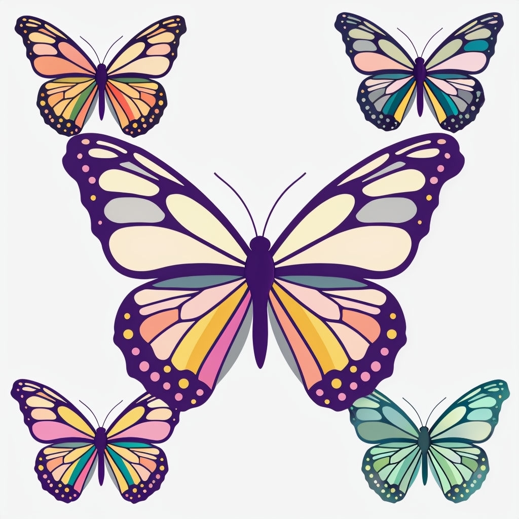 Vibrant Stylized Butterflies Pattern Design for Seamless Patterns