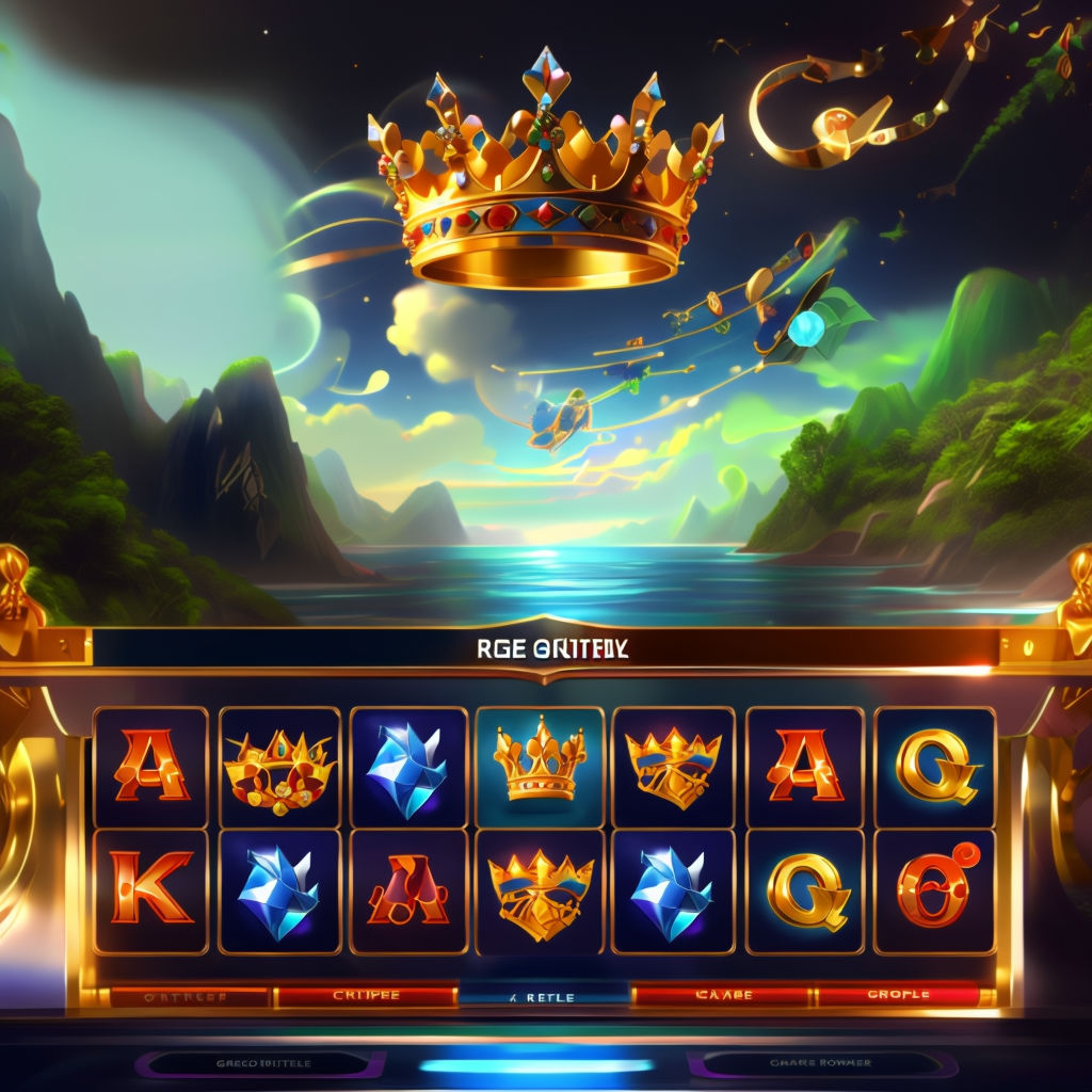 slot game, cruise ship, rich influencers, reels, symbols, white and gold, 3x5 reels, epic royal background, big royal uncropped crown, royal jewelry, robotic, nature, full shot, symmetrical, Greg Rutkowski, Charlie Bowater, Beeple, Unreal 5, hyperrealistic, dynamic lighting, fantasy art