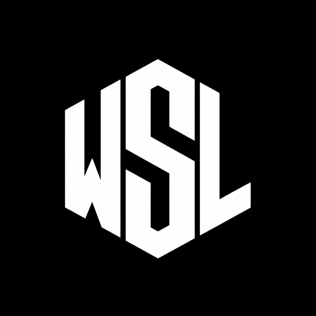 Modern Geometric WSL Logo in Bold Monochrome Design Monogram