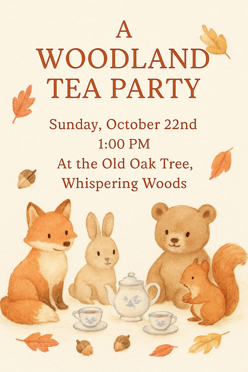 Charming Woodland Tea Party Invitation Poster Design Cards & Invites