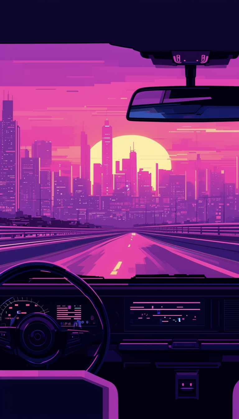 Synthwave pixel art - Let's ride