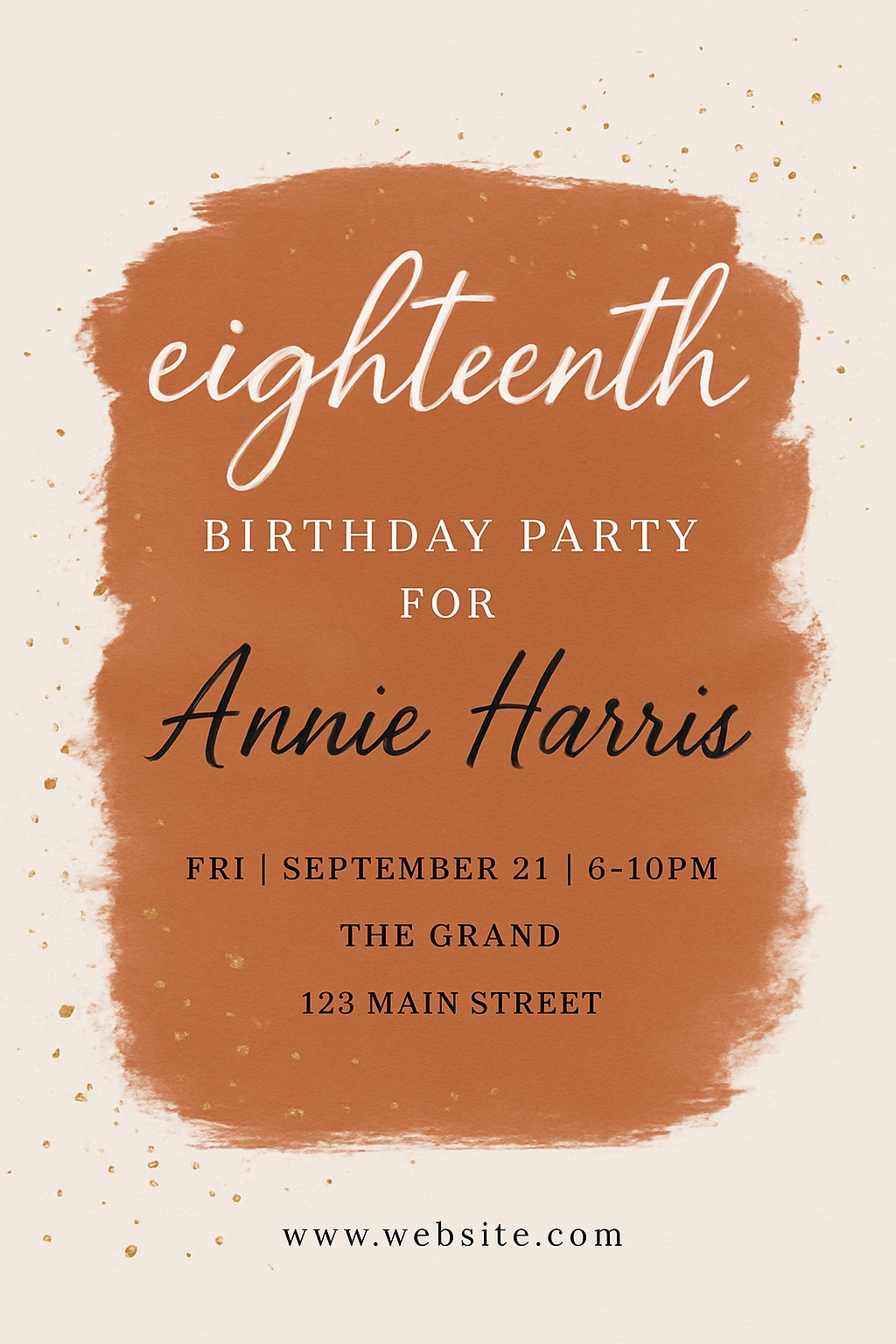 Elegant Minimalist Burnt Orange Birthday Party Invitation Card