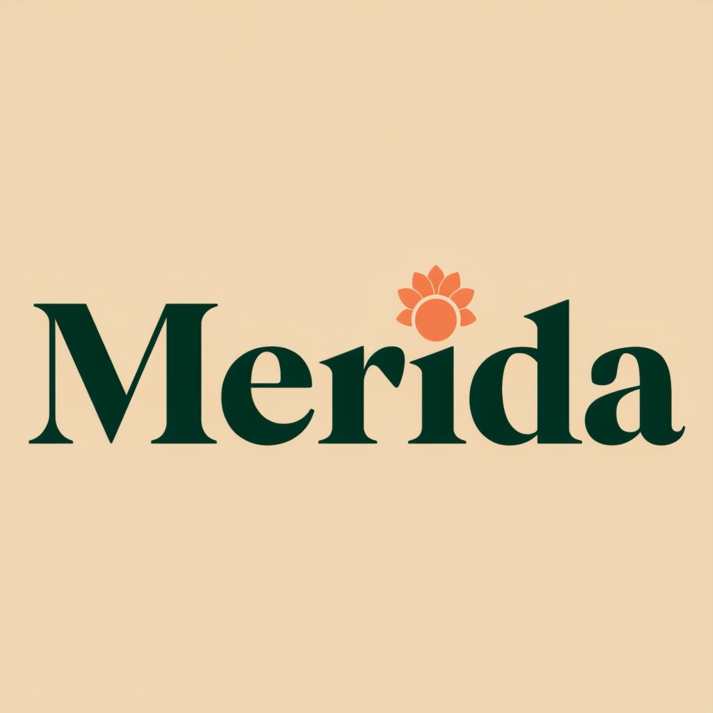 Modern Minimalist Merida Logo with Floral Elements Design