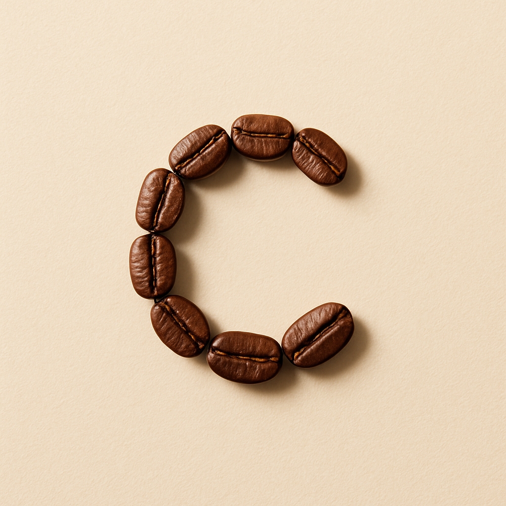 Coffee Beans Circular C Monogram on Beige Textured Background Monogram