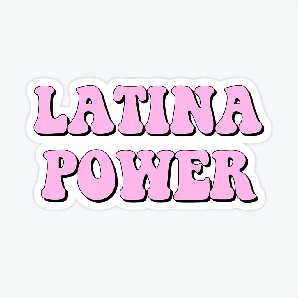 Bold Latina Power Retro Sticker Design on White Background