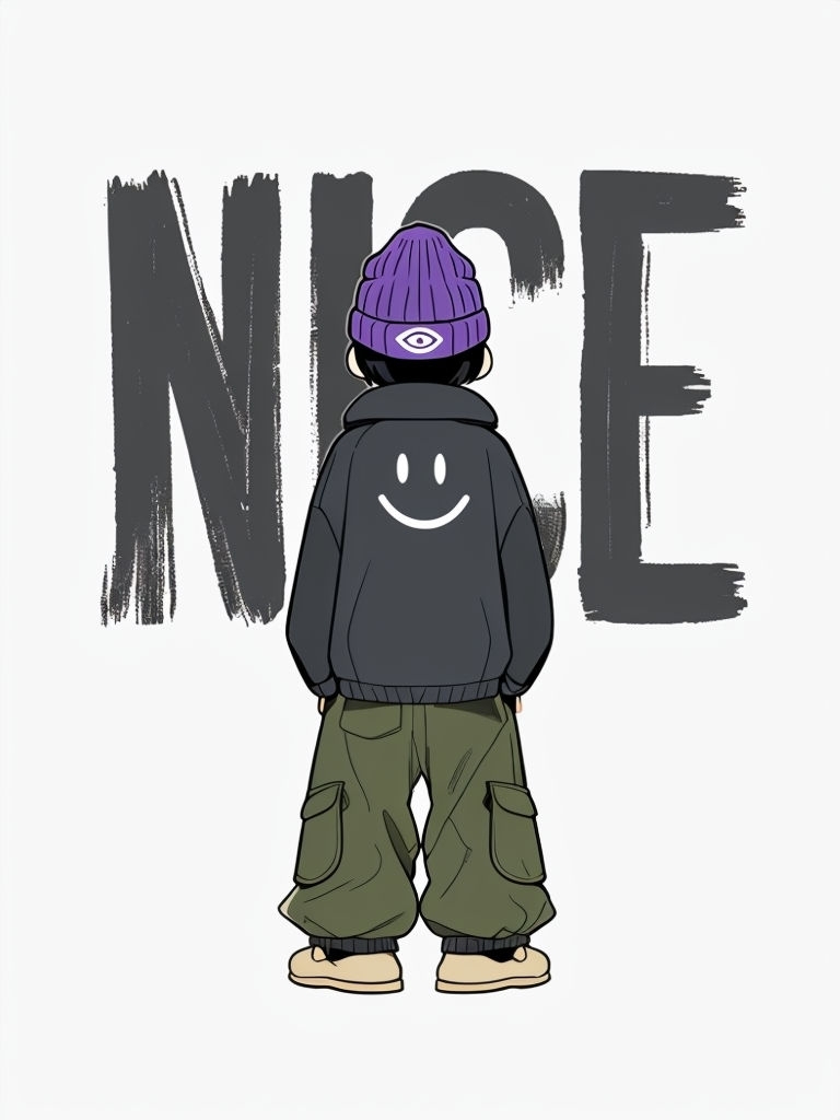 Cartoon Character with Smiley Face and Nice Text T-Shirt