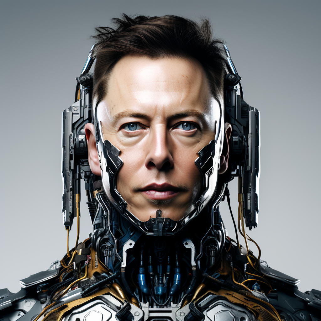 Elon musk/cyborg hybrid cyberpunk face by Phoenix - Playground