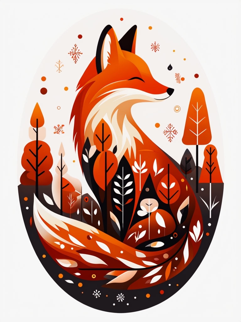 Serene Fox Illustration in Autumn Hues T-Shirt