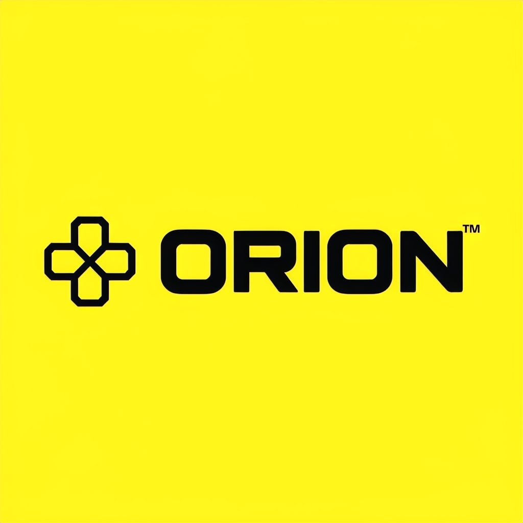 Minimalist Black Orion Logo on Bright Topaz Yellow Background Logo