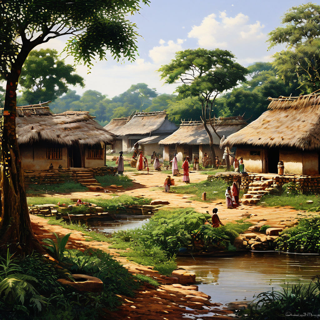 An ancient Indian village scene by Sachin Dave - Playground