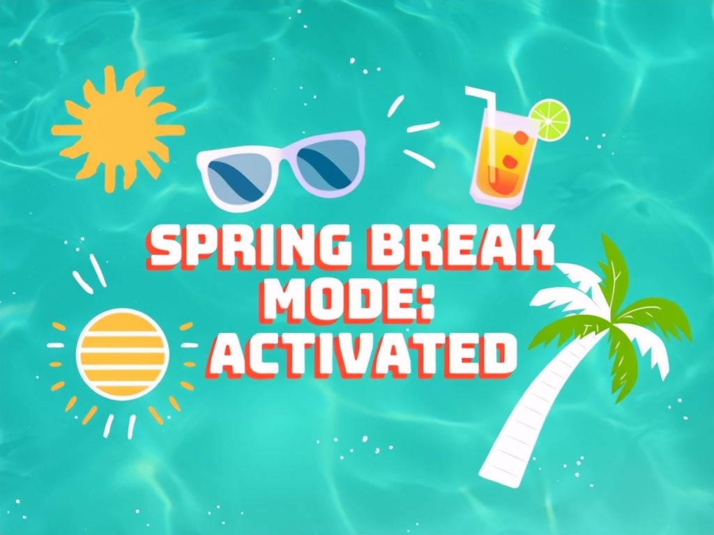 Playful Spring Break Mode Summer Vibes Digital Illustration Social Media Post