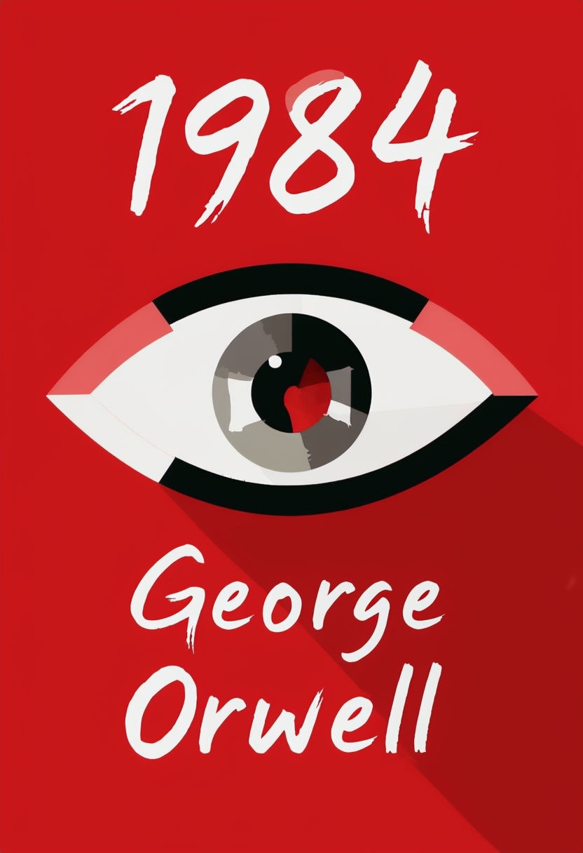 Bold Minimalist 1984 Poster Design Featuring George Orwell's Eye Graphic