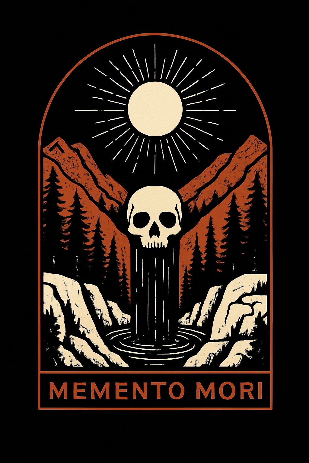 Ominous Vintage Skull Illustration with Memento Mori Poster