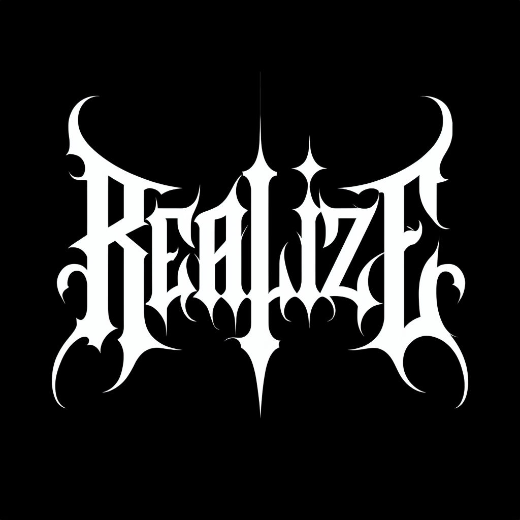 Stylish Blackletter 'REALIZE' Logo Design T-Shirt