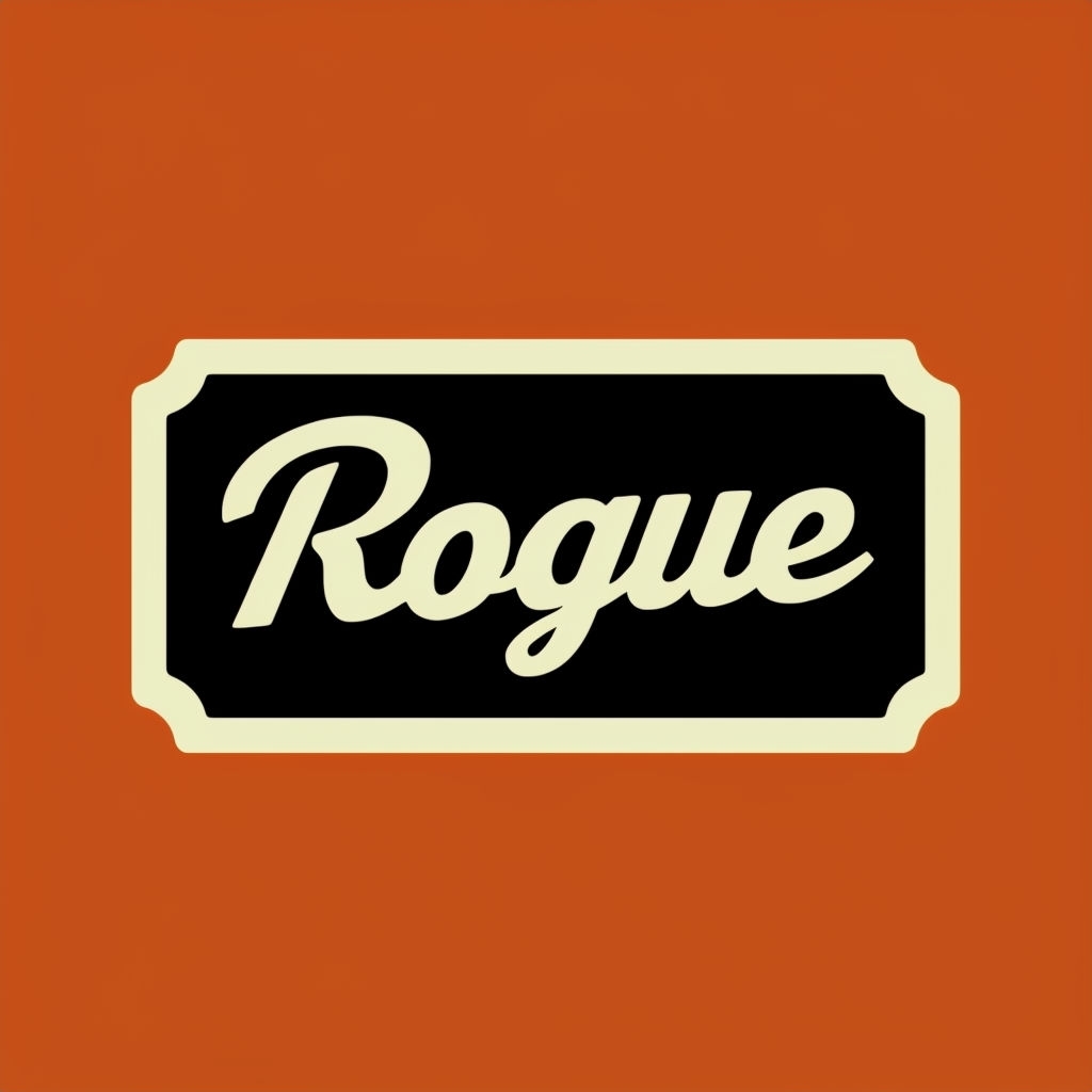 Vintage Rogue Minimalist Logo Design on Burnt Orange Background