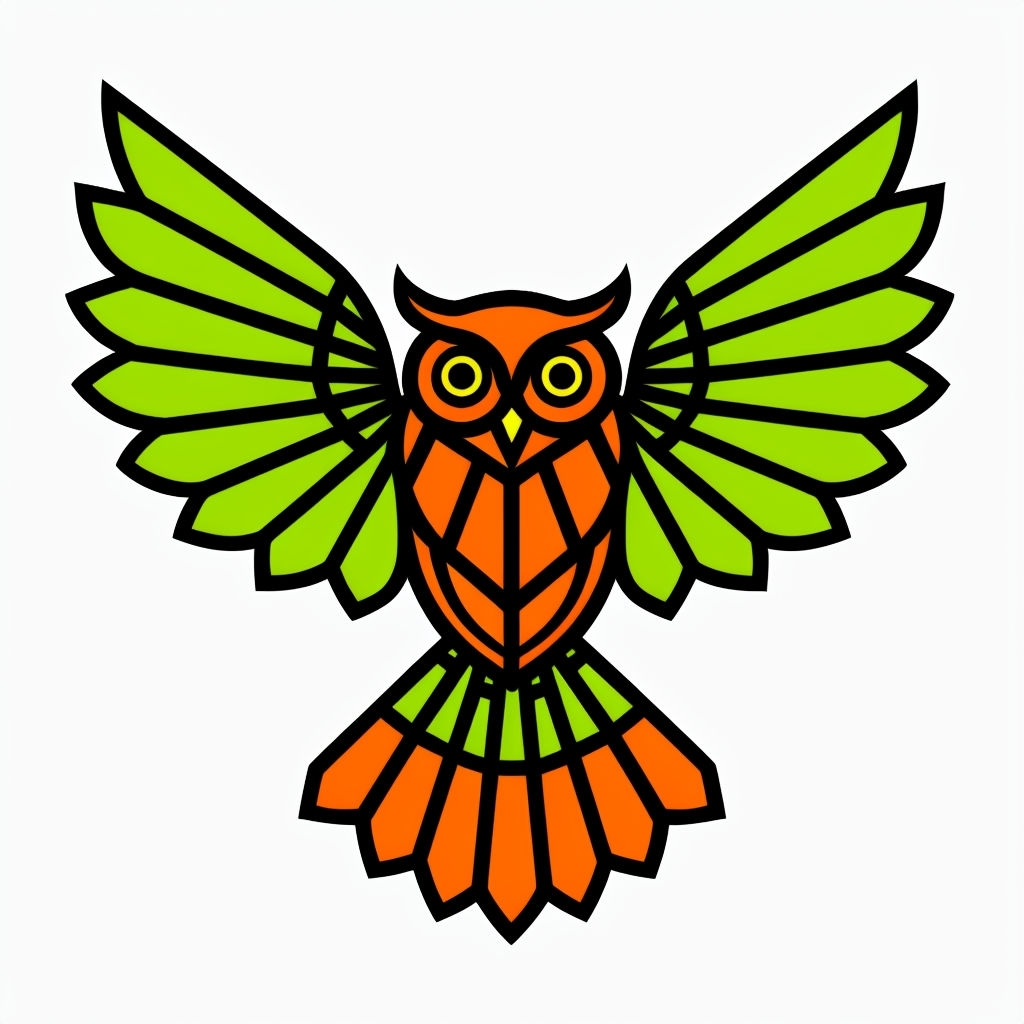 Vibrant Tribal Owl in Flight Geometric Design Sticker