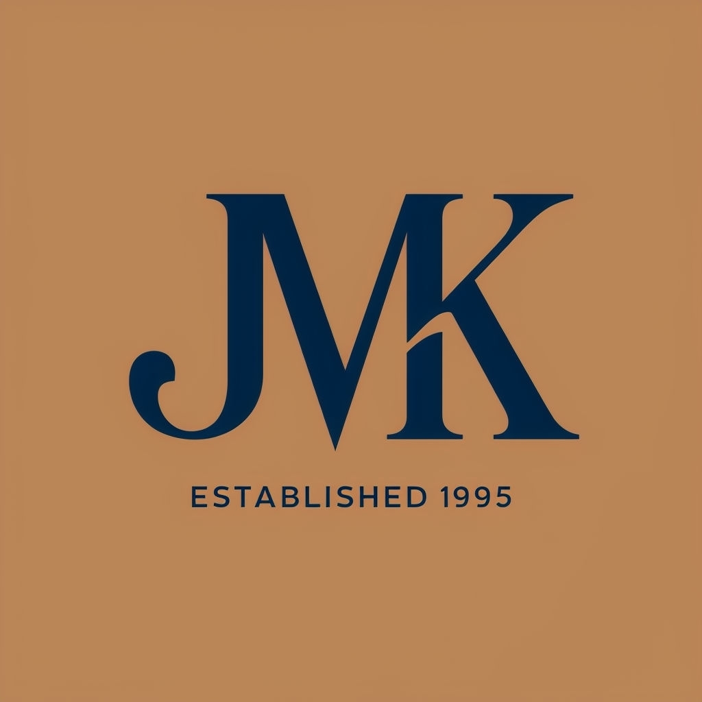 Elegant Midnight Blue JMK Monogram with Established Date Logo Monogram