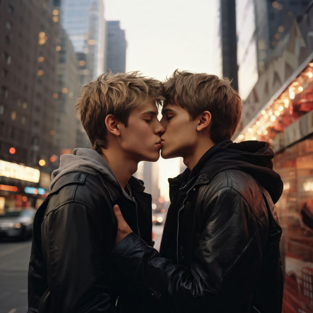 two kissing 18 years old boys