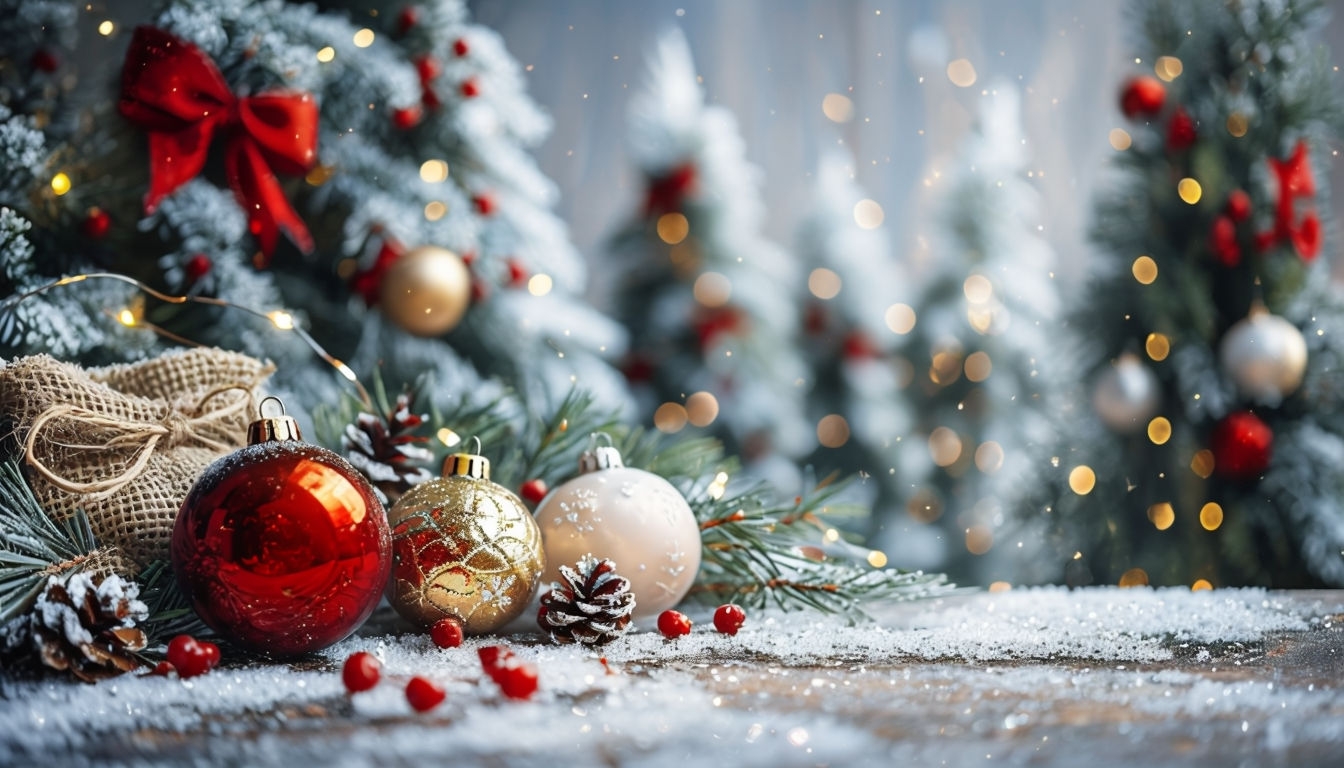 Cozy Festive Christmas Decorations Close-Up Photography Background