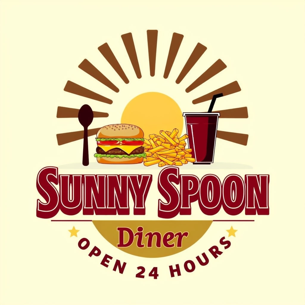 Sunny Spoon Vintage Diner Logo Design with Playful Aesthetic Logo