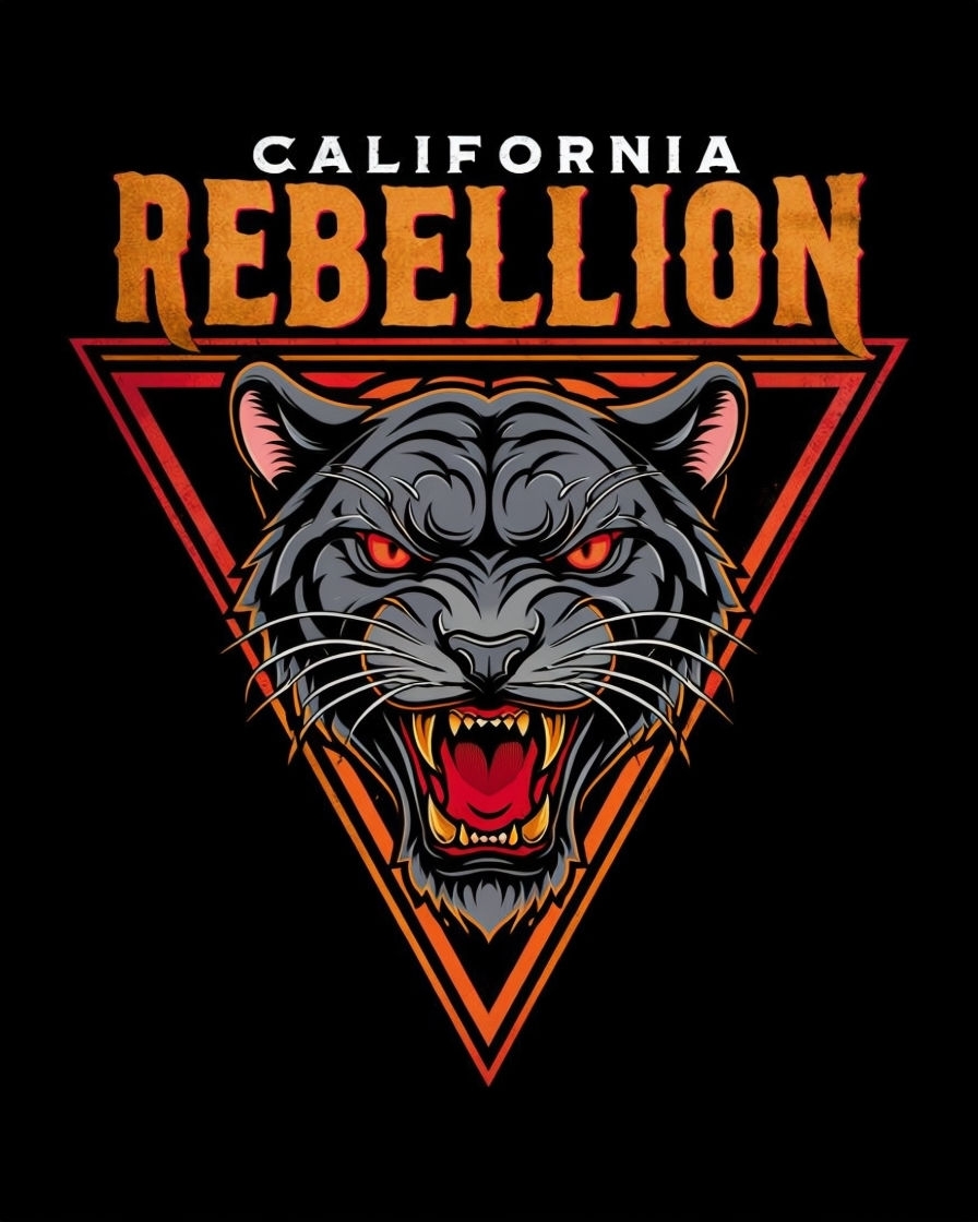 Fierce Black Panther Head Graphic California Rebellion T-Shirt