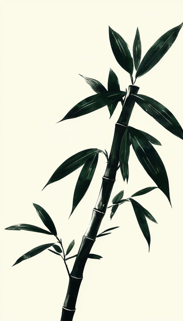 Serene Minimalist Bamboo Shoot Illustration for Mobile Wallpaper