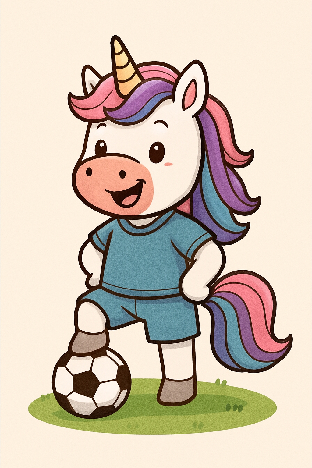 Cute Confident Unicorn Character Illustration T-Shirt