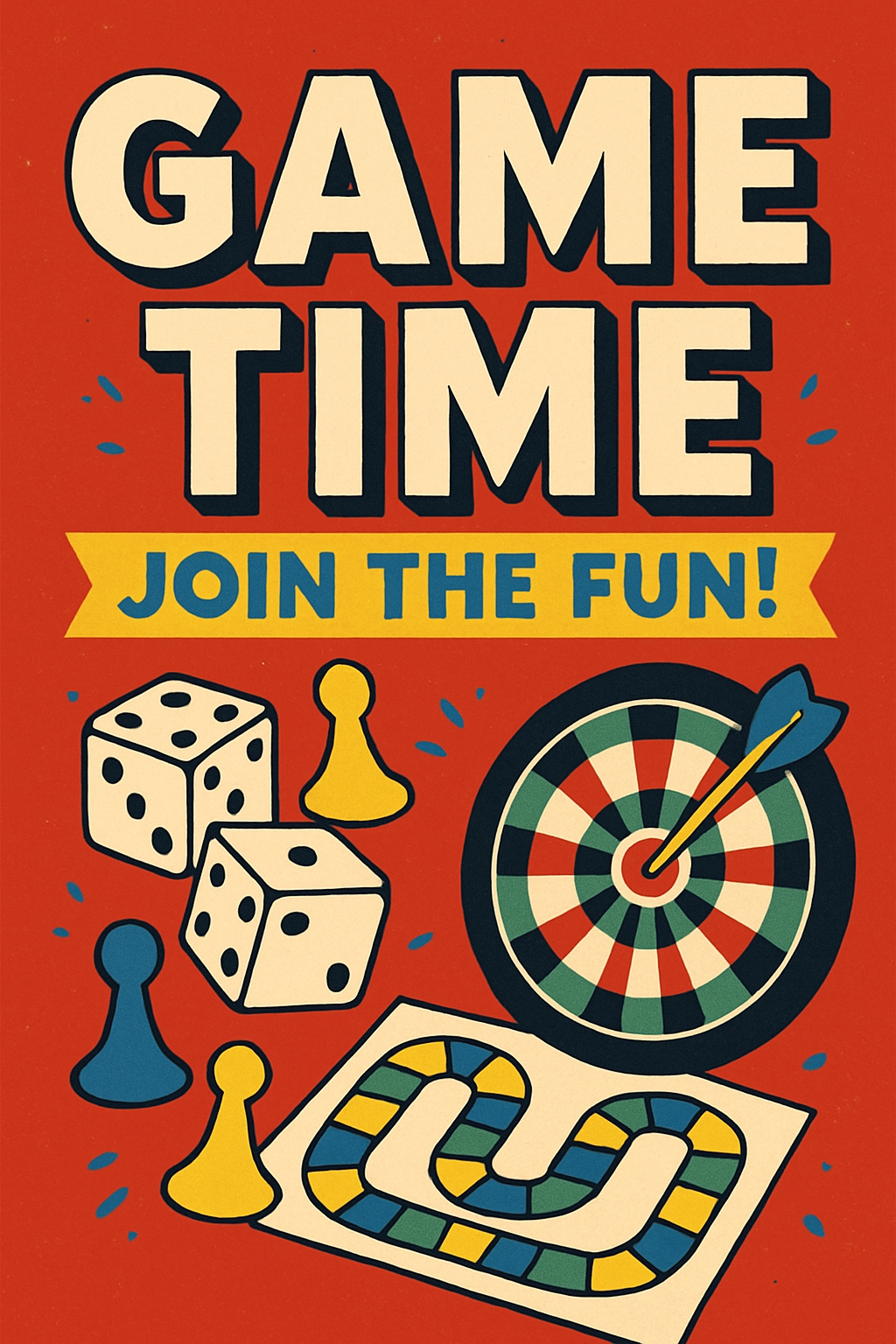 Vibrant Retro Game Time Fun Event Sign Poster