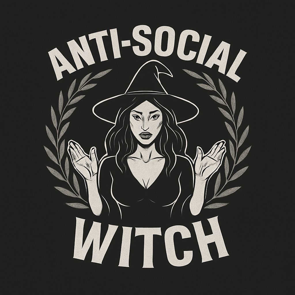 Powerful Witch Illustration with Anti-Social Theme Mug