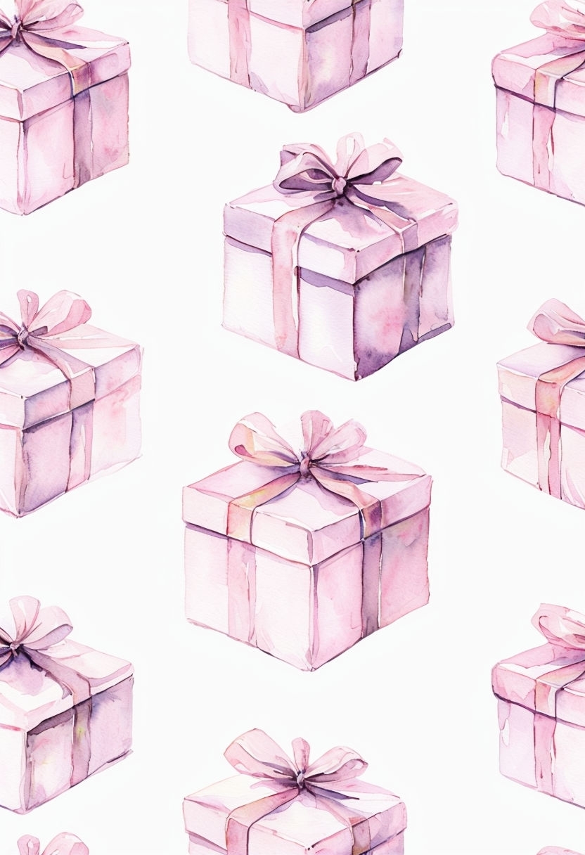 Festive Watercolor Gift Boxes Seamless Pattern Design