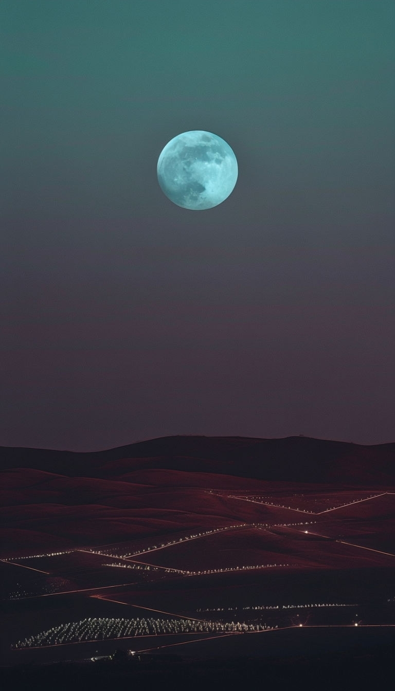 Tranquil Moonlit Landscape with Rolling Hills Mobile Wallpaper