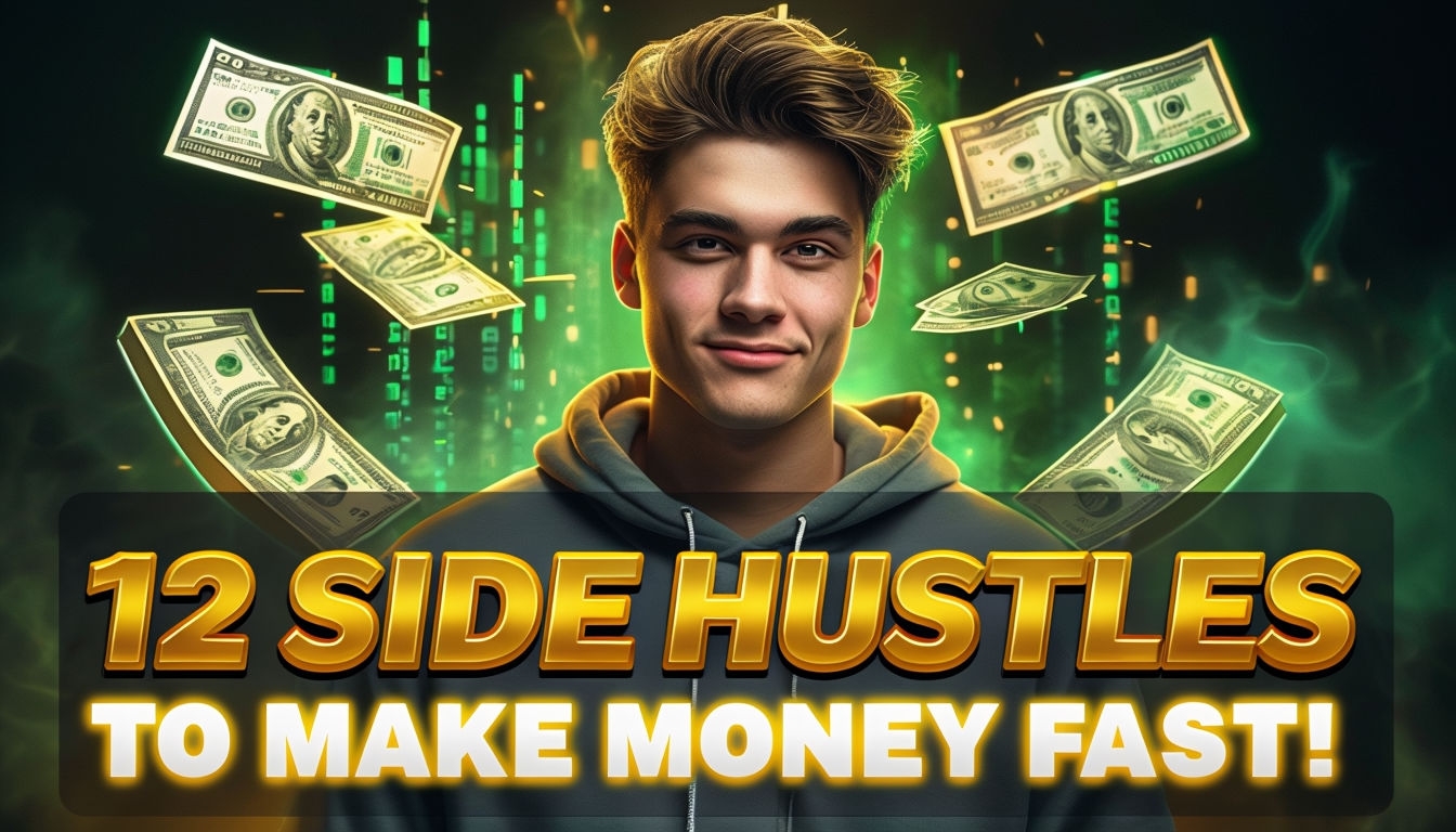 Confident Young Man with Money Stacks YouTube Thumbnail Social Media Post