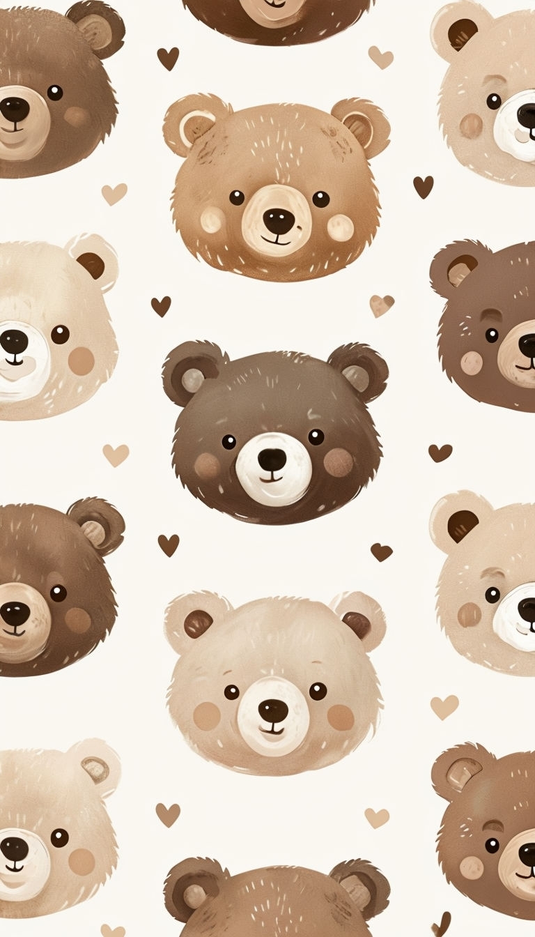 Cute Bear Faces Seamless Pattern for Phone Case Covers