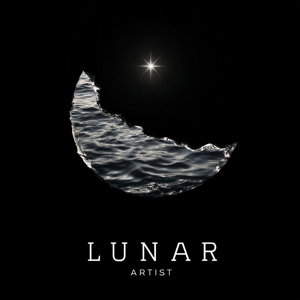 Lunar Water Reflection with Glowing Star Spotify Album Cover