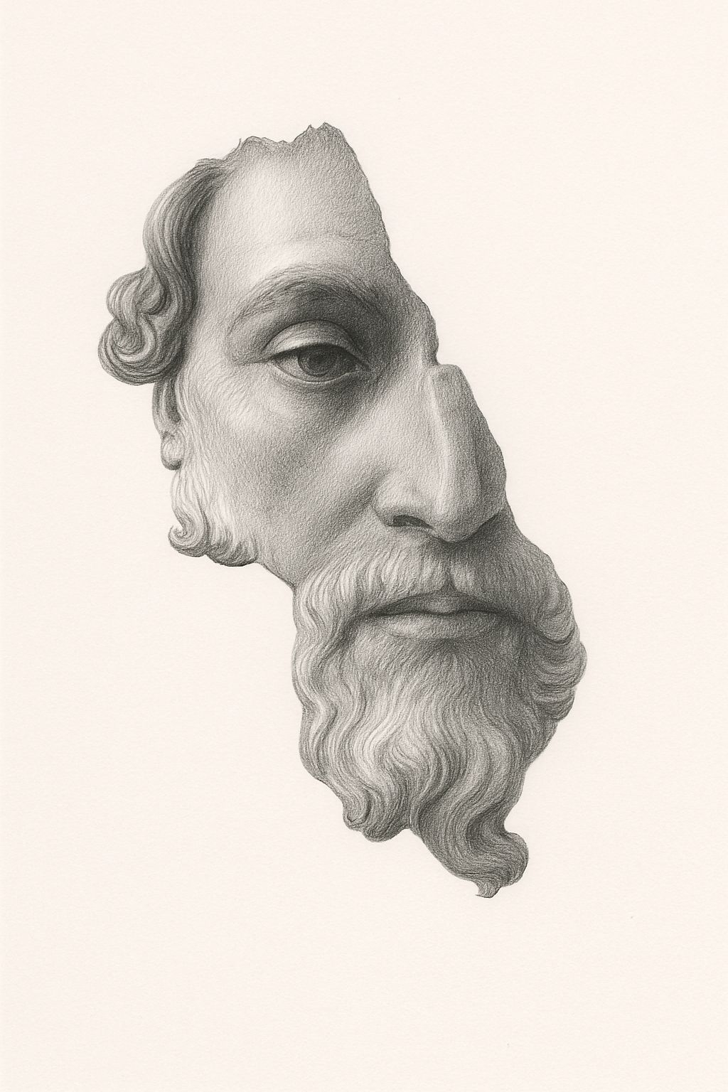 Classical Male Face Detailed Black and White Art T-Shirt