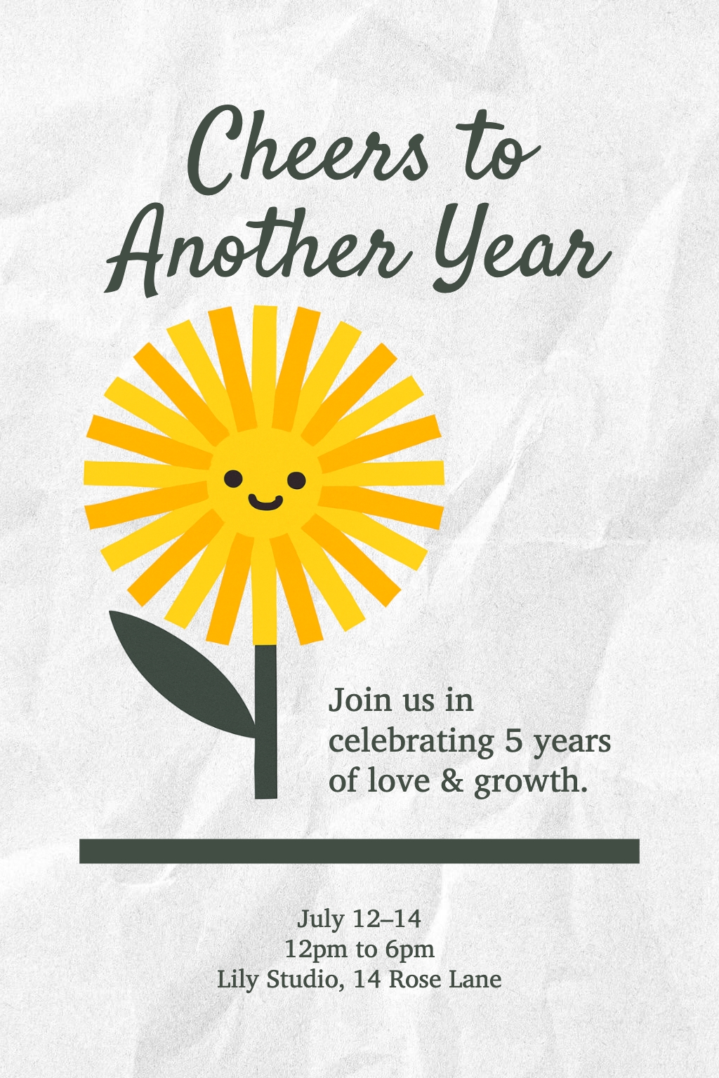 Cheerful Sunflower Celebration Poster for 5 Years of Growth Flyer