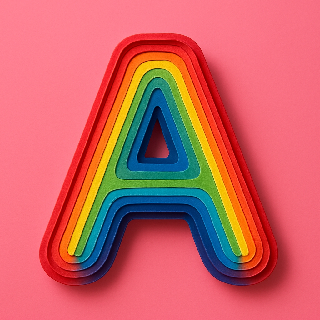 Vibrant Layered Rainbow Letter A Paper Art Monogram