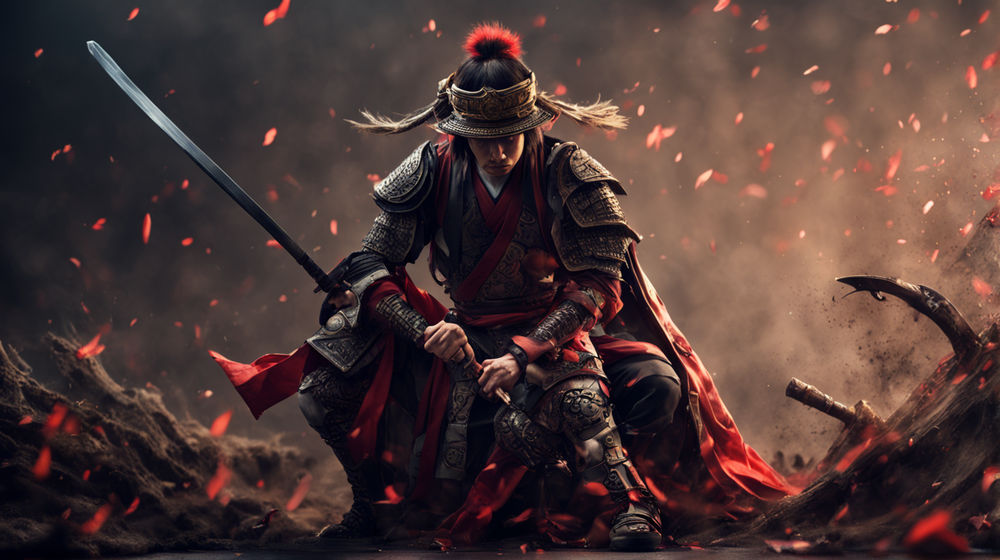 A fantasy samurai warrior in battle pose by luisa sonzogni - Playground