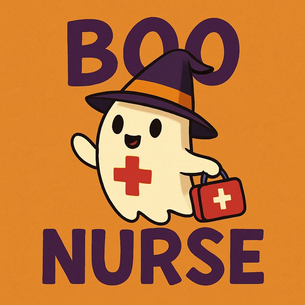 Cheerful Ghostly Nurse with Halloween Theme T-Shirt