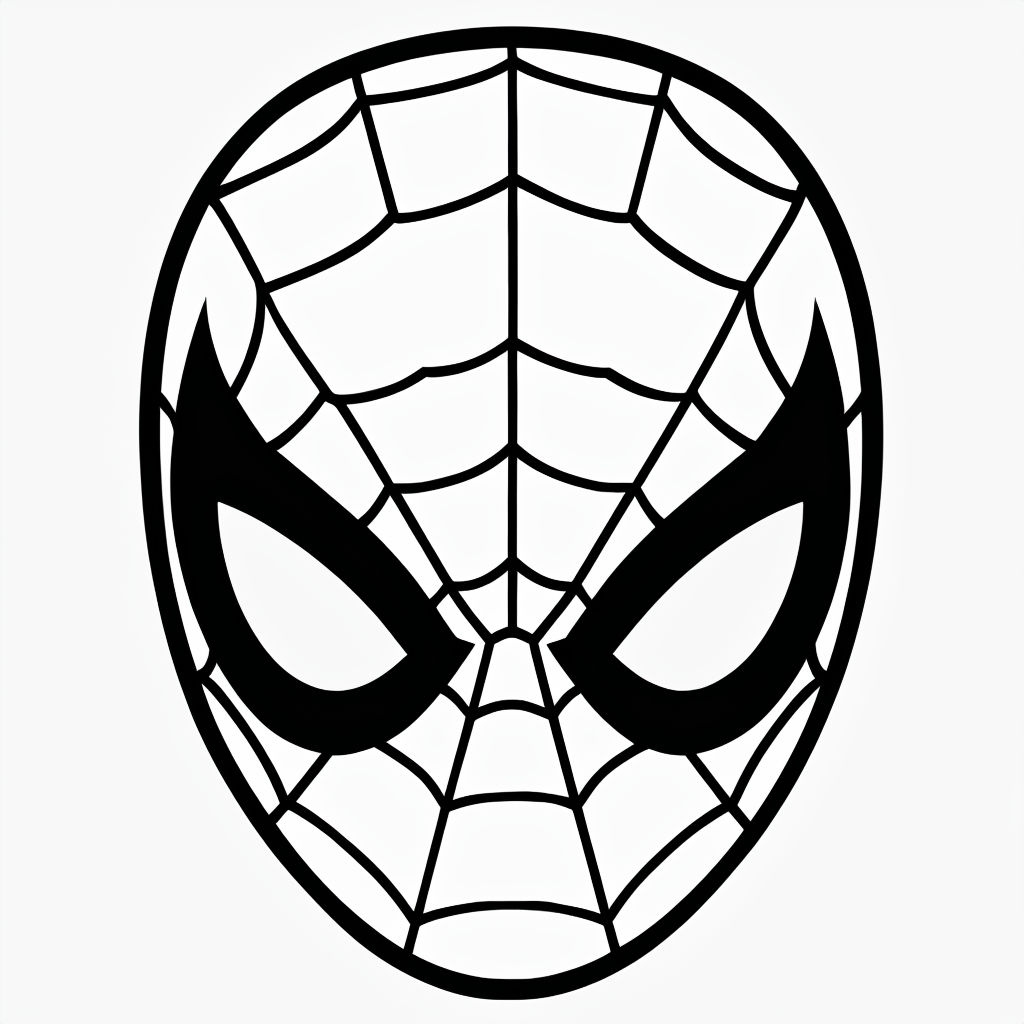 Minimalist Spider-Man Mask Black Line Drawing Art