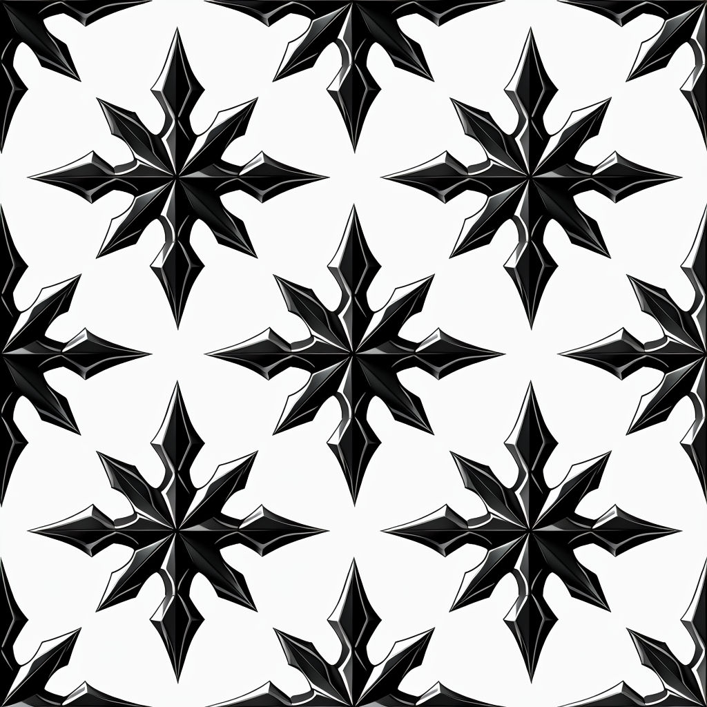 Symmetrical Shuriken Ninja Star Seamless Pattern Design