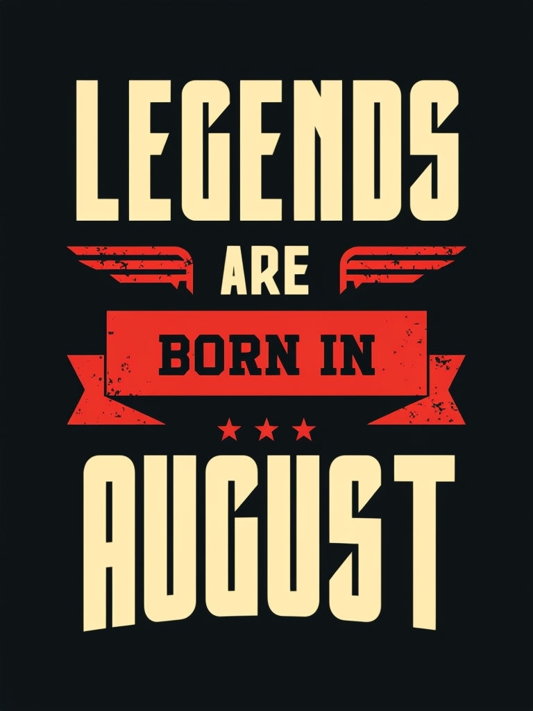 LEGENDS Are Born in August Bold Typography T-Shirt