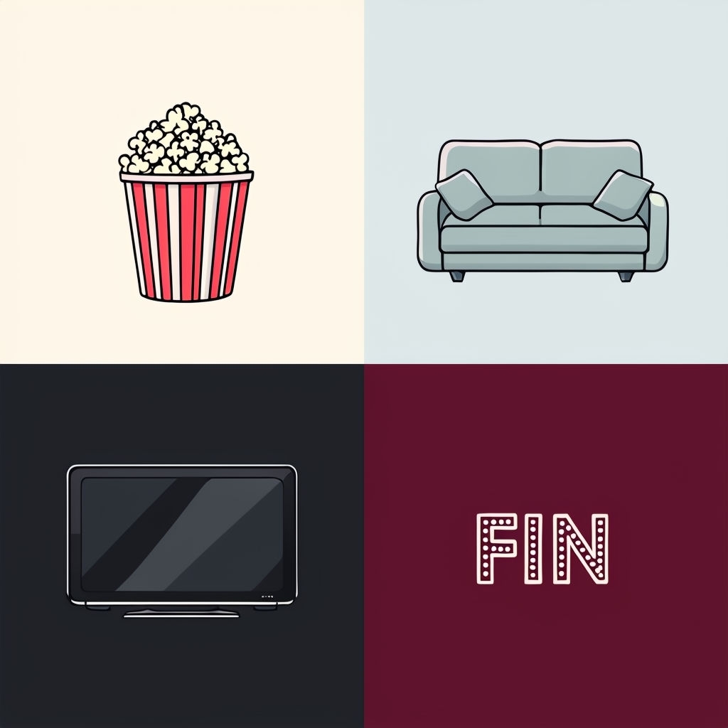 Playful Movie Night Seamless Pattern with Netflix Elements