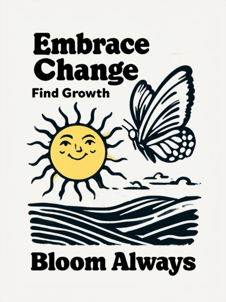 Embrace Change Find Growth Motivational Butterfly T-Shirt