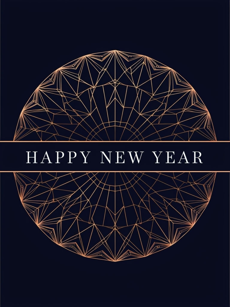 Modern Minimalist Happy New Year Geometric Greeting Card