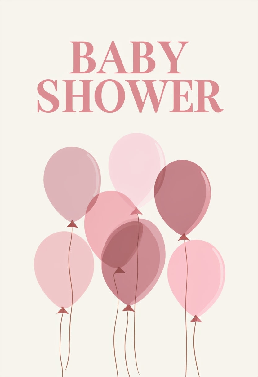 Elegant Dusty Pink Balloons Baby Shower Invitation Card